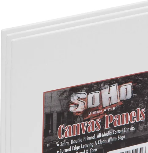 Vista 2 de SoHo - Paneles de lona de algodón para artistas, 3 x 3 pulgadas, paquete de 3 paneles de algodón imprimado doble sin ácidos, lienzos unidos