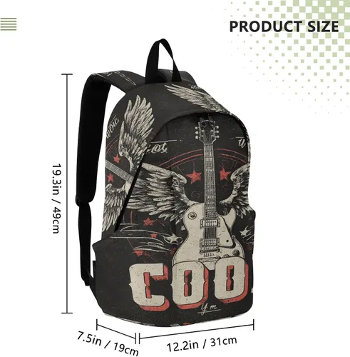 Vista 3 de Mochila de viaje retro de guitarra fresca para hombre, mochila de viaje elegante para llevar en vuelo, aprobada para el vuelo, bolsa para portátil