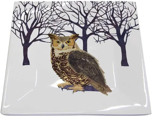 Vista 2 de Paperproducts Design Patti Gay/Two Can Art - Plato decorativo de porcelana de hueso, plato cuadrado para postre, ensalada, servir, 5.75 x 5.75 Monty