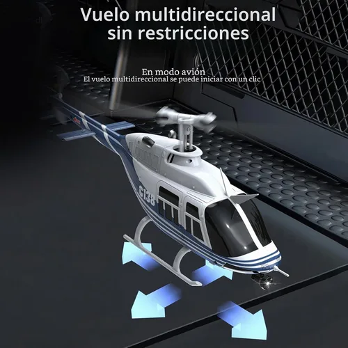 Vista 7 de Helicóptero de control remoto C138, helicóptero Bell206 a escala 1:33, 2.4G, 4 canales, RTF, monohélice libre, posicionamiento de flujo óptico