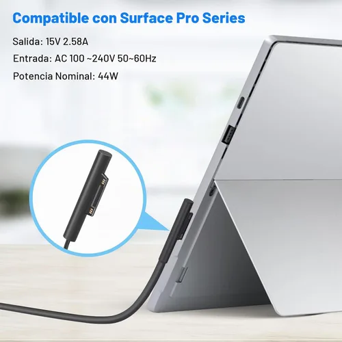 Vista 4 de TREE.NB Cargador para laptop Surface Pro 15V 2.58A 44W Fuente de alimentación para Microsoft Surface Book Surface Pro 8/7/6/5/4/3 Laptop 1/2/3