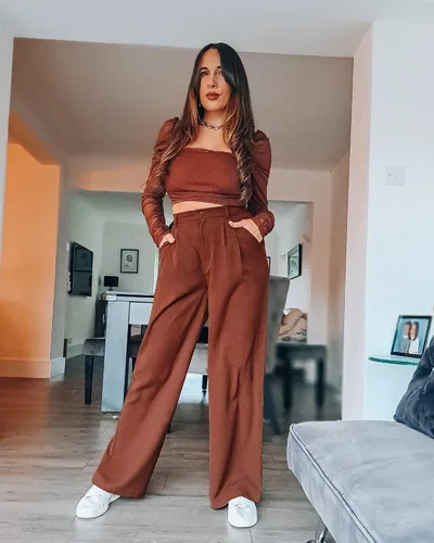 Vista 4 de GRAPENT Pantalones de pierna ancha para mujer, para trabajo, negocios, casual, de cintura alta, pantalones de vestir fluidos para la oficina