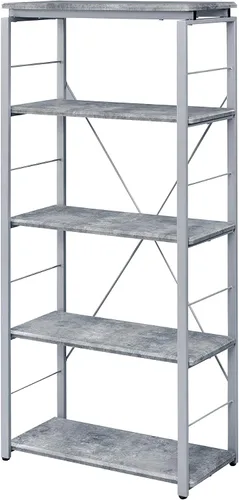 Vista 5 de Acme Jurgen - Estantería rectangular de 5 niveles de madera, color gris y plateado