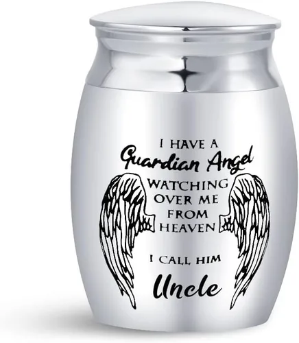 Vista 10 de My Guardian Angel Auntie - Mini urnas de cremación para cenizas para tía, recuerdo conmemorativo, regalo funerario de acero inoxidable, soporte