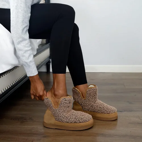 Vista 6 de RockDove - Pantuflas estilo botín de forro polar con espuma viscoelástica y suela de goma para mujer