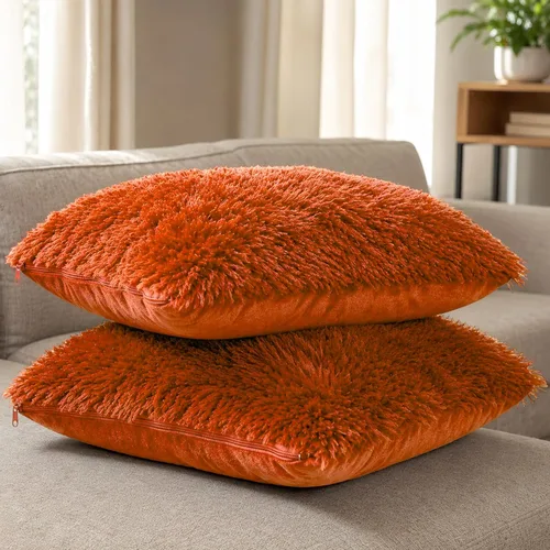 Vista 20 de Cheer Collection Almohadas Decorativas para Sofá y Cama, Almohadas Decorativas Suaves de Pelo Largo con Rellenos Incluidos, Acogedoras Almohadas