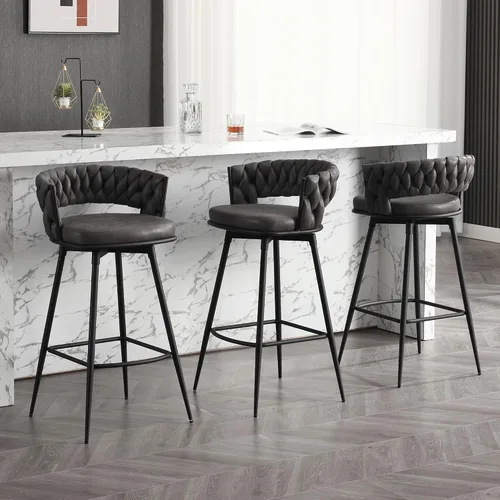 Vista 16 de BV - Juego de 2 taburetes de bar de altura de mostrador, taburetes de bar de altura de asiento de 26 pulgadas, taburetes de bar giratorios de 180°