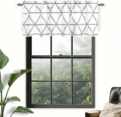 Vista 7 de DriftAway Raymond - Cenefa de cortina de ventana con patrón geométrico triangular y forro térmico para ahorro de energía, para sala de estar, 2