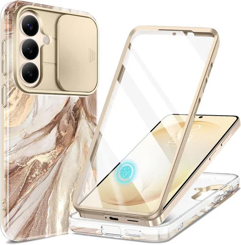 Vista 12 de GVIEWIN - Funda para Samsung Galaxy S26 Plus con cubierta deslizante para cámara de mármol Built-in Screen Protector, Military-Grade Shockproof