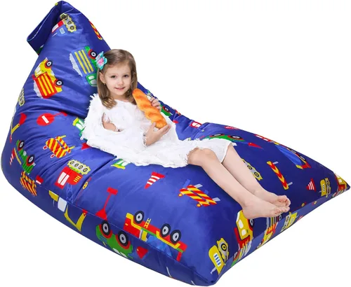 Vista 11 de Jorbest Puf de almacenamiento de animales de peluche para niños y adultos, puf de animales de peluche, asiento de lona de alta calidad, solo funda