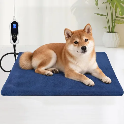 Vista 11 de Bestio Almohadilla térmica para gatos, cama térmica para perros de 22 × 18 pulgadas, adecuada para mascotas medianas y pequeñas, termostato