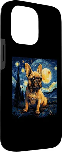 Vista 3 de Funda para iPhone 14 Pro Max Van Gogh Dog Bulldog francés