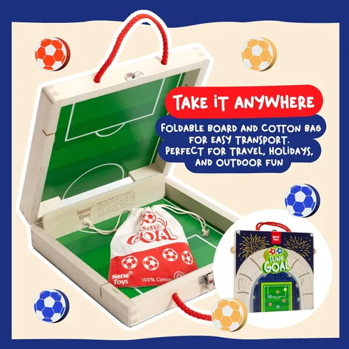 Vista 4 de Nene Toys Sling Goal, juego de disco de madera para niños y adultos, juego de mesa familiar de ritmo rápido para niños de 4 años en adelante, juego