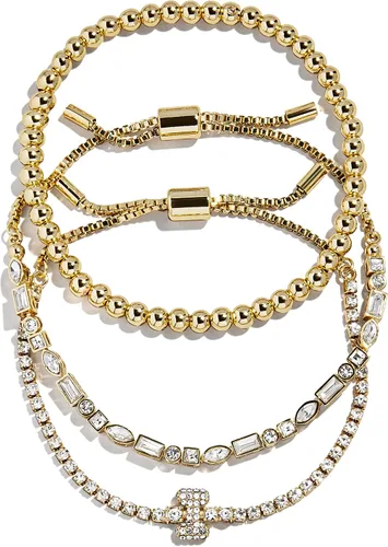 Vista 28 de BaubleBar Juego de pulsera Pisa para mujer, tres pulseras de cuentas chapadas en oro, joyería de moda, regalo de moda