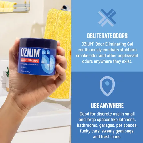 Vista 3 de Ozium Gel eliminador de olores de 4.5 onzas, alternativa a ambientador