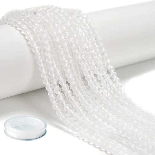 Vista 14 de AD Beads Cuentas naturales de piedras preciosas con corte de diamante micro facetado de 4 mm pequeñas y redondas para hacer collares y pulseras DIY
