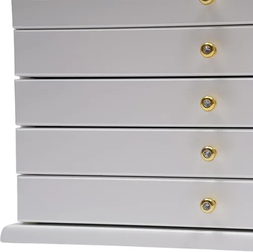Vista 4 de Rosyouth Joyero, organizador de joyas de piel sintética de 6 niveles, joyero con tapa de vidrio con 5 cajones para collares, pulseras, relojes