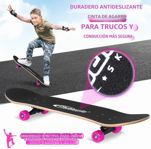 Vista 3 de Nattork - Monopatín completo de 31 pulgadas, patinetas estándar para principiantes, patinetas de trucos de 9 capas de madera de arce canadiense
