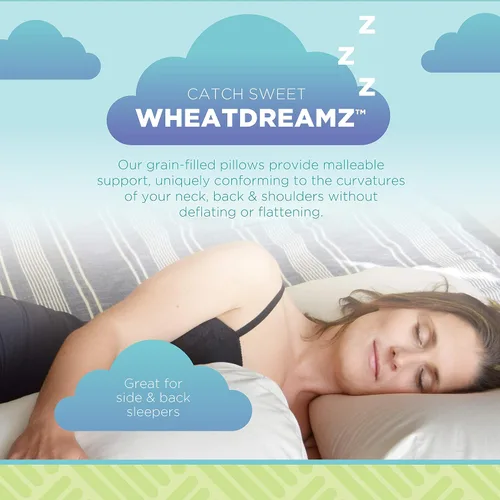 Vista 2 de Bean Products WheatDreamz - Almohada estándar, fabricada en Estados Unidos, funda de algodón orgánico con cremallera rellena de trigo sarraceno