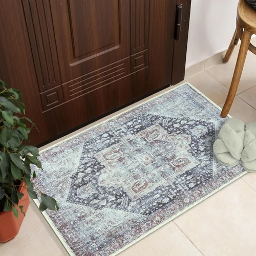 Vista 61 de GLN Rugs Bohemian - Troy - Alfombra de felpilla lavable a máquina, bohemio, lavable, antideslizante, alfombra de área de felpilla de pelo bajo
