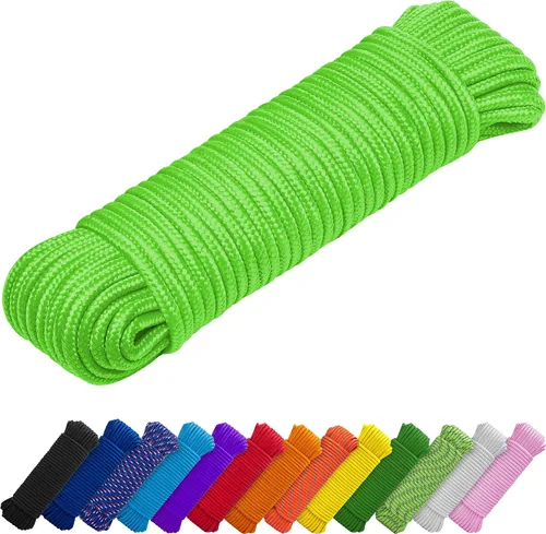 Vista 11 de TECEUM Cuerda – 90 pies x 1/4 pulgada (7mm) – Verde Ejército – Cuerda Utilitaria Versátil y Resistente – Acampada, Artesanía, Asta de Bandera