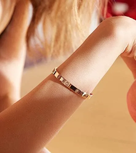 Vista 9 de My Daily Styles Pulsera de acero inoxidable con bisagras CZ para mujer, tamaño 7 pulgadas