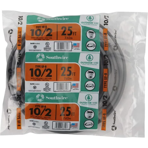 Vista 2 de Southwire 13056721 10-2 Conductor 25' Alimentador subterráneo y cable de circuito de rama