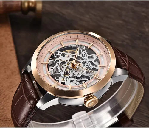 Vista 2 de RollsTimi Pagani Design 2023 Men's Automatic Skeleton Watch, self-Winding, Stainless Steel, Leather Strap, Pointer Series, Water Resistant to 100