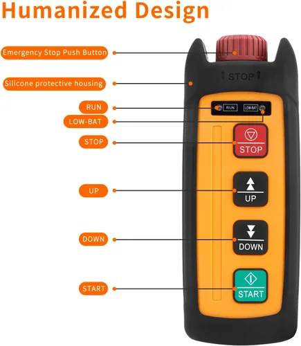 Vista 2 de Grúa aérea inalámbrica Control remoto Mini 2 canales 12V 24V 36V Polipasto de cadena eléctrico industrial Winch Lift Radio Crane Control remoto