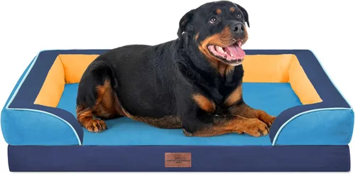 Vista 214 de Comfort Expression - Cama ortopédica para perros medianos, 28 x 19 pulgadas, cama impermeable y de apoyo de espuma con cojines removibles, sofá