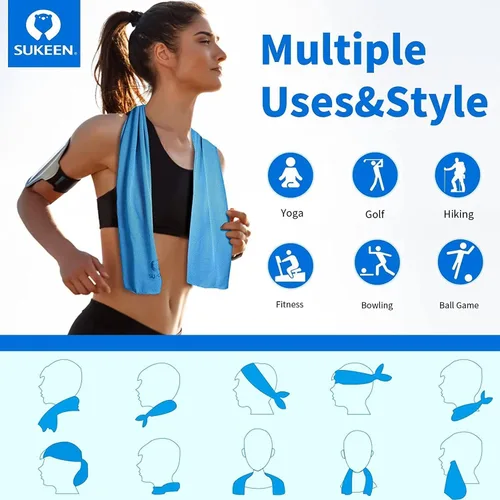 Vista 4 de Sukeen Paquete de 12 toallas refrescantes (40 x 12 pulgadas) para cuello y cara, suaves y transpirables para el cuello, toalla de hielo para climas