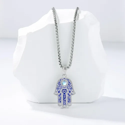 Vista 125 de Aniu Joyería de plata de ley 925 Hamsa de Fátima para mujer con circonita cúbica, viene con caja de regalo negra