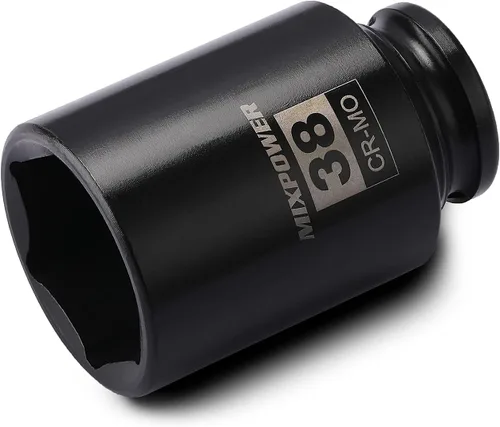 Vista 18 de Zócalo de impacto poco profundo de 1/2", CR-MO, 1-1/4", 6 puntos, diseño de esquina de radio, tuerca de eje de grado de impacto para fácil extracción