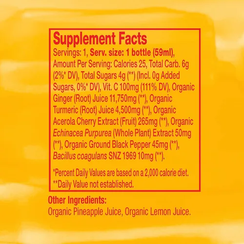 Vista 2 de Vive Organic Inmune Support Shot, jengibre prensado en frío, cúrcuma y equinácea, sin gluten, vegano, refuerzo de inmunidad original, 2 onzas