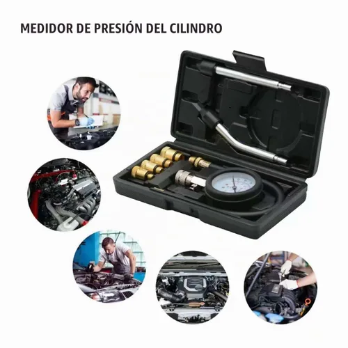 Vista 7 de Probador de compresión de 8 piezas, kit de comprobador de compresión de motor, medidor de presión profesional de cilindro de motor de gasolina