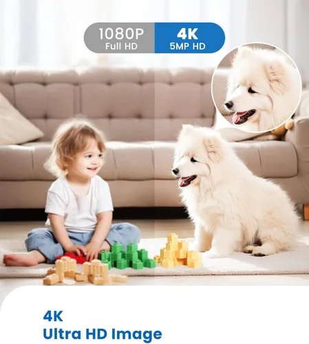 Vista 2 de Cámara de seguridad para interiores 4K inalámbrica WiFi Mini Home HD Cámara pequeña para exteriores Cámara de niñera Cámara portátil de seguridad