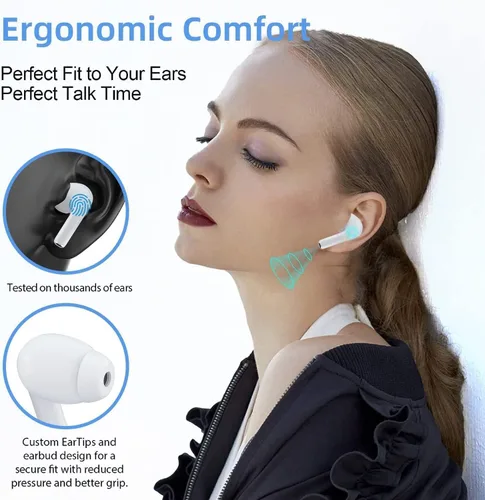 Vista 7 de Auriculares inalámbricos True Wireless Bluetooth 5.3 con micrófono, cancelación de ruido, IPX7, resistentes al agua, sonido estéreo Hi-Fi de larga