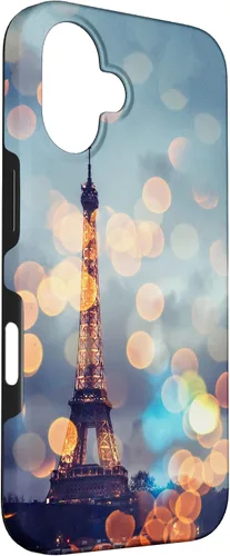 Vista 3 de iPhone 16 escénica Torre Eiffel París Francia por la noche Bokeh Majestic Case