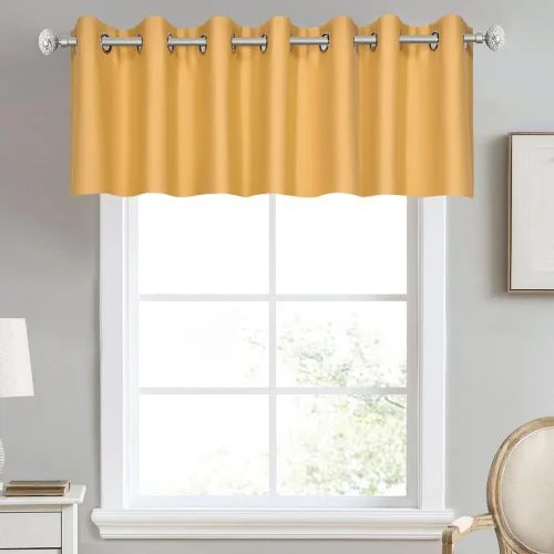 Vista 67 de DECOVSUN Cenefa de cortina opaca amarilla brillante para ventanas de cocina, cenefa opaca con ojales para dormitorio, cenefa corta y recta para sala