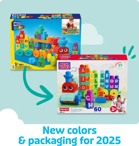 Vista 6 de MEGA BLOKS First Builders - Juego de bloques de construcción para niños pequeños, tren de aprendizaje ABC con 60 piezas, a partir de 1 año