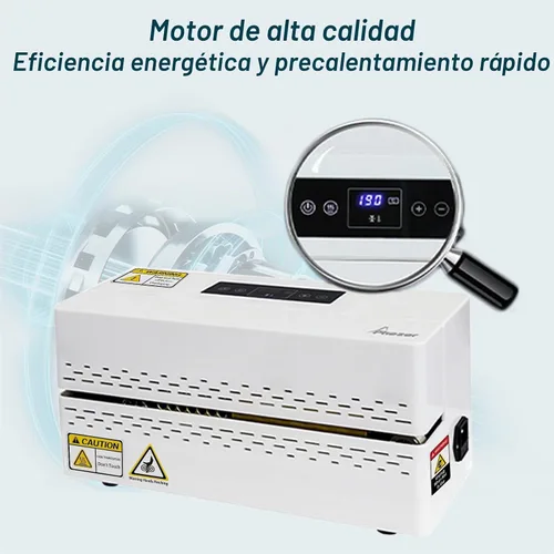 Vista 3 de Phezer Máquina de sellado térmico continuo, sellador automático de bolsas de plástico con control digital de temperatura, sellador térmico de banda