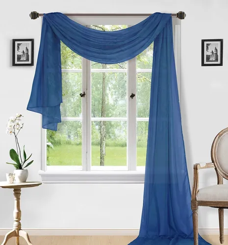 Vista 17 de Sapphire Home Cortinas de cenefa para ventana, cenefas transparentes extralargas para ventanas, cortinas de gasa para sala de estar, cocina