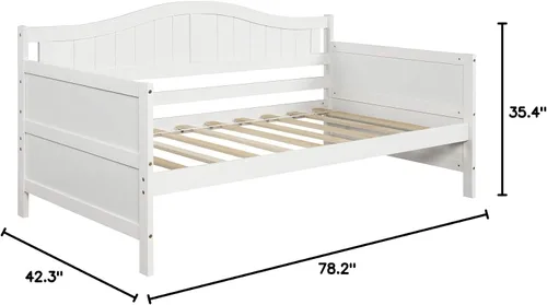 Vista 8 de Merax Elegante sofá cama con dos cajones de almacenamiento, sofá cama con soporte de listones de madera para familia, niños, adolescentes,
