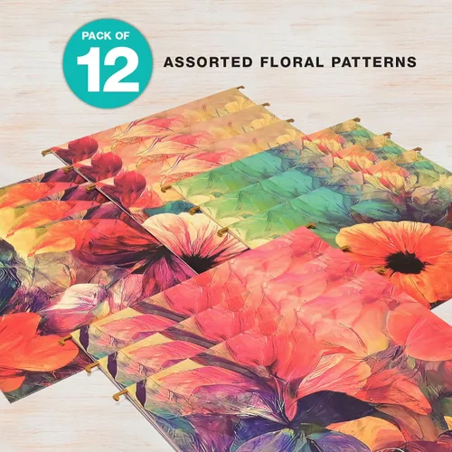 Vista 5 de Global Printed Products Carpetas colgantes impresas de diseñador de lujo, 4 patrones, tamaño carta, 12 por paquete (floral abstracto)