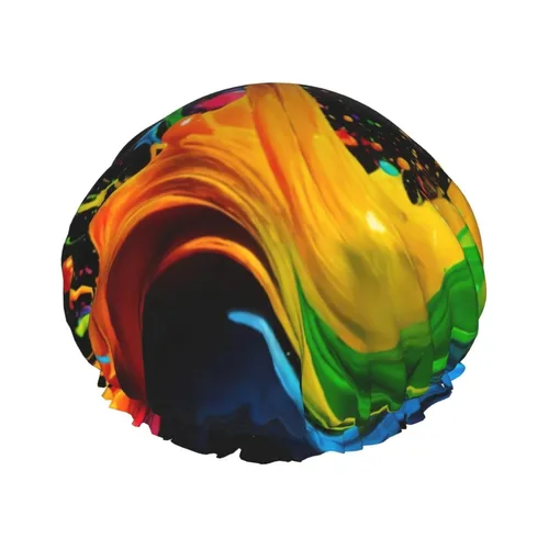 Vista 12 de Animal Rhino Print Shower Cap,Elastic And Reusable Bath Hair Hat For Long Hair,Large Waterproof Shower Bonnet,For Women Men Kids