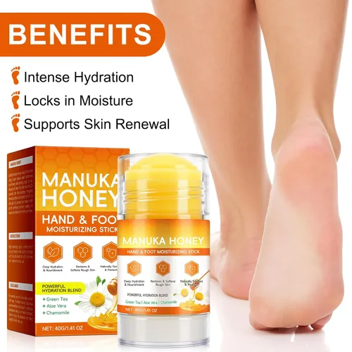 Vista 2 de Manuka - Bálsamo para tratamiento de talón agrietado con miel, reparación de pies secos y agrietados para hidratación e hidratación intensa