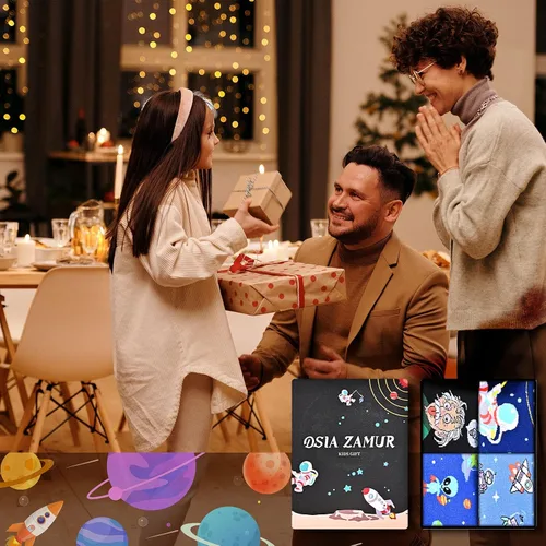 Vista 6 de Dsia Zamur Calcetines altos para niños y niñas, paquete de 4 a 6 unidades + caja de regalo, novedosos calcetines de pantorrilla coloridos para niños