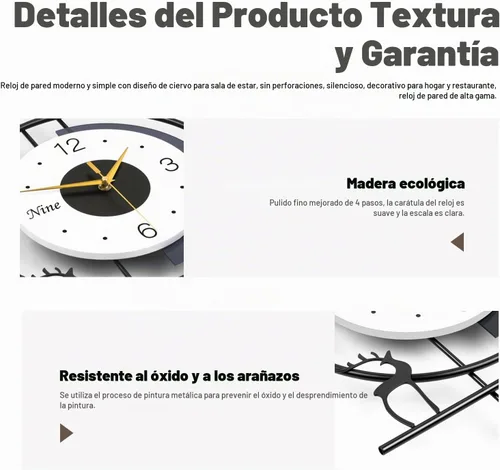 Vista 6 de Reloj de pared de péndulo moderno de 25 pulgadas, diseño silencioso