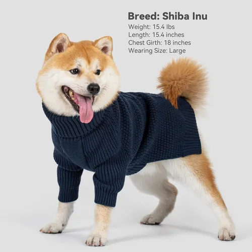 Vista 2 de cyeollo Suéter para perro pequeño, suéteres cálidos de cuello alto para perros pequeños, sudadera tejida para perrito con mangas, suéter de otoño e