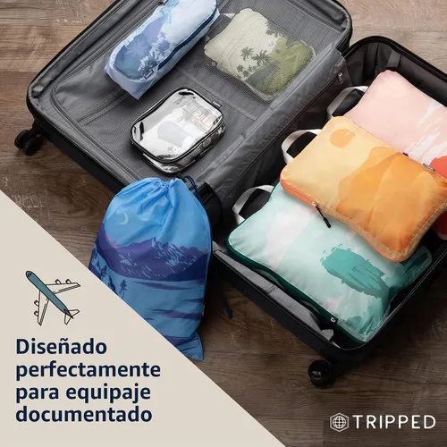 Vista 9 de TRIPPED Travel Gear - Cubos grandes de compresión para equipaje de viaje, organizadores de equipaje, juego de 7 piezas para equipaje facturado